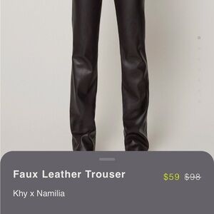 Khy x Namilia Black Faux Leather Trousers